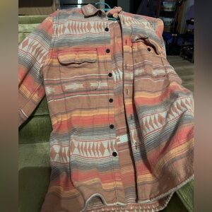 Urban Outfitters Pink and Cream Patterned Shirt